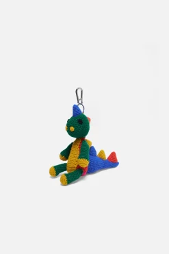 The Elder Statesman Crochet Dinosaur Keychain Charm