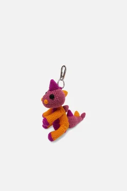 The Elder Statesman Crochet Dinosaur Keychain Charm