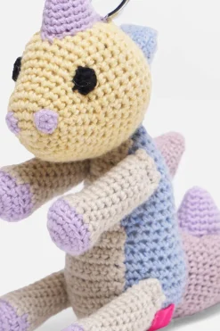 The Elder Statesman Crochet Dinosaur Keychain Charm