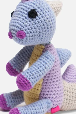 The Elder Statesman Crochet Dinosaur Keychain Charm