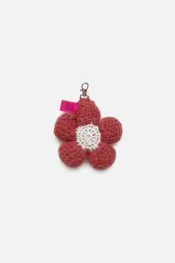The Elder Statesman Crochet Flower Bud Keychain Charm