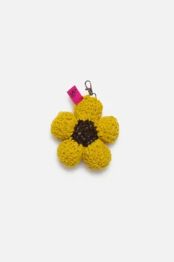 The Elder Statesman Crochet Flower Bud Keychain Charm