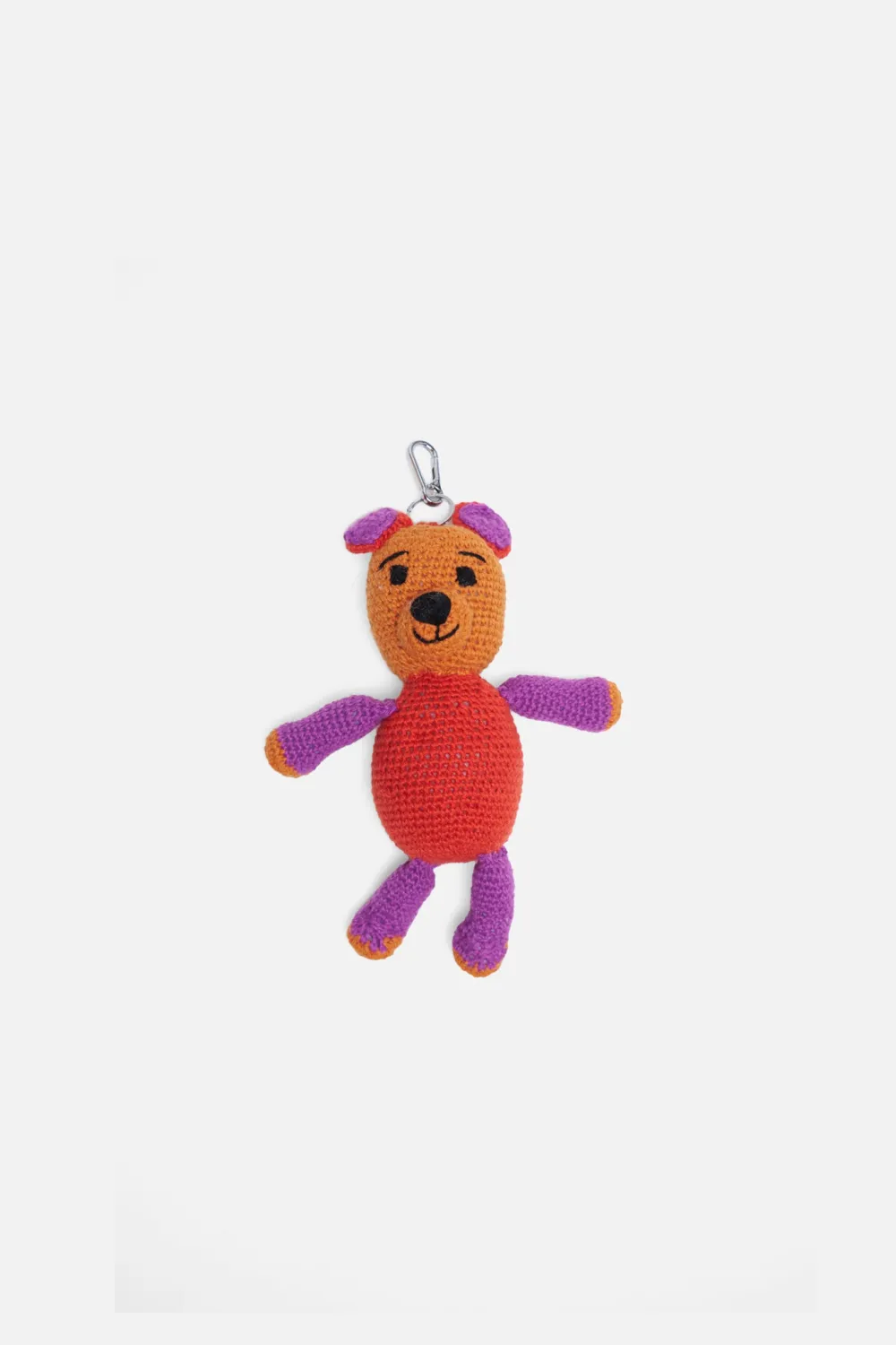 The Elder Statesman Crochet Teddy Bear Keychain Charm