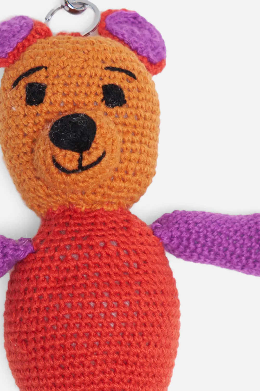 The Elder Statesman Crochet Teddy Bear Keychain Charm