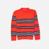 The Elder Statesman Nora Rollie Stripe V-Neck