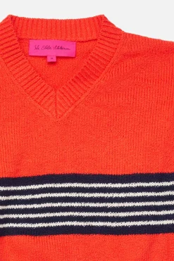 The Elder Statesman Nora Rollie Stripe V-Neck