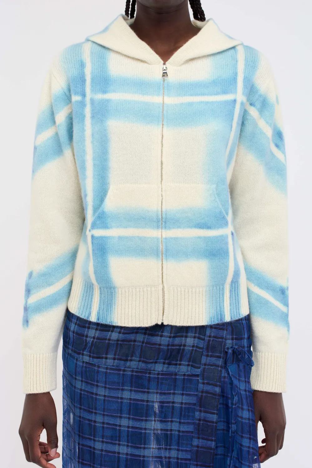 Women The Elder Statesman Plaid Dye Women's Zip Hoodie