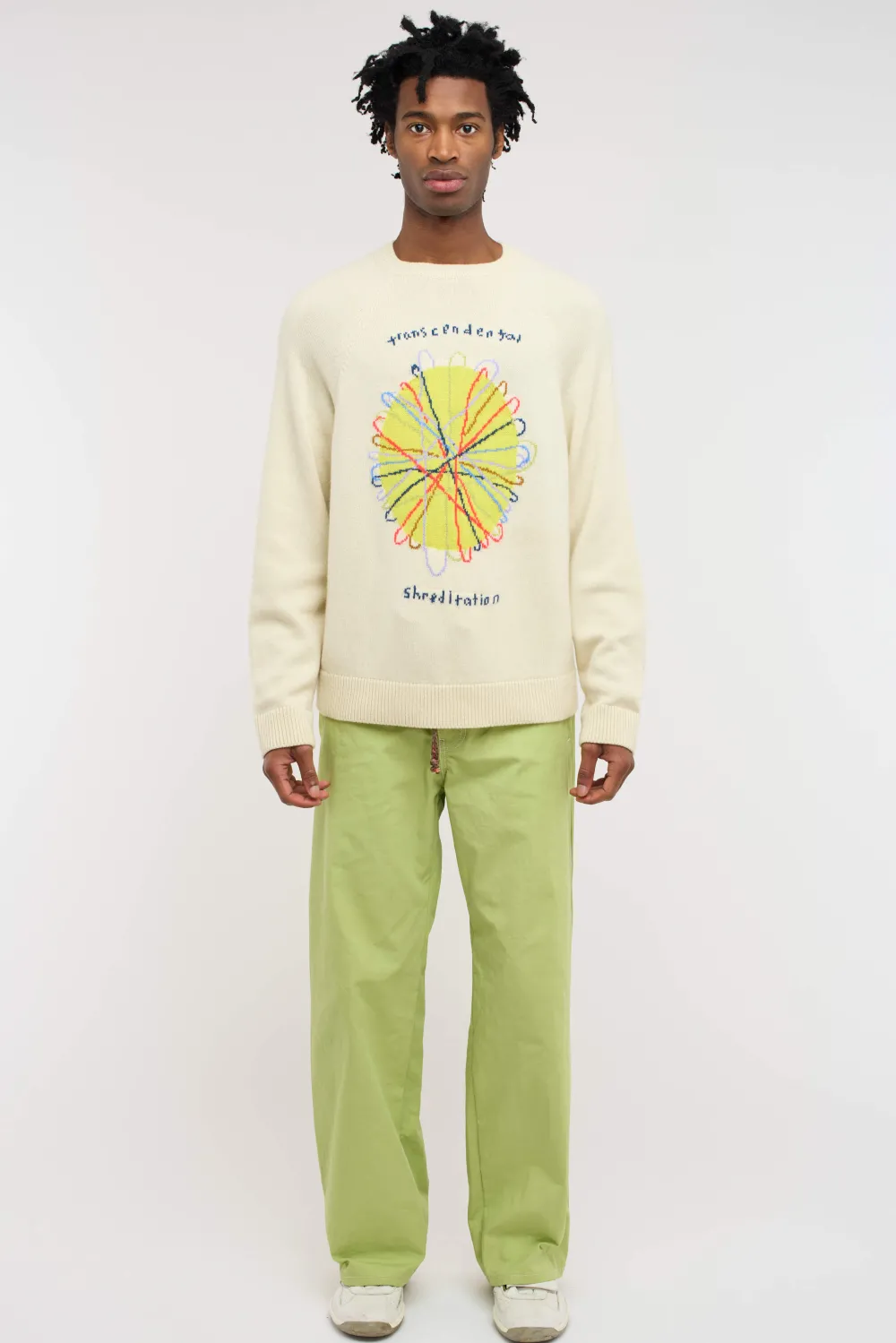 The Elder Statesman Shreditation Raglan Crew
