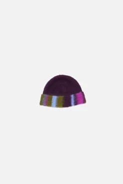 The Elder Statesman Thistle Stripe Trapper Hat