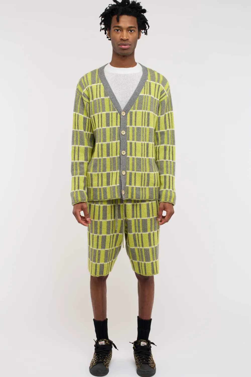 The Elder Statesman Variegated Plaid Cardigan